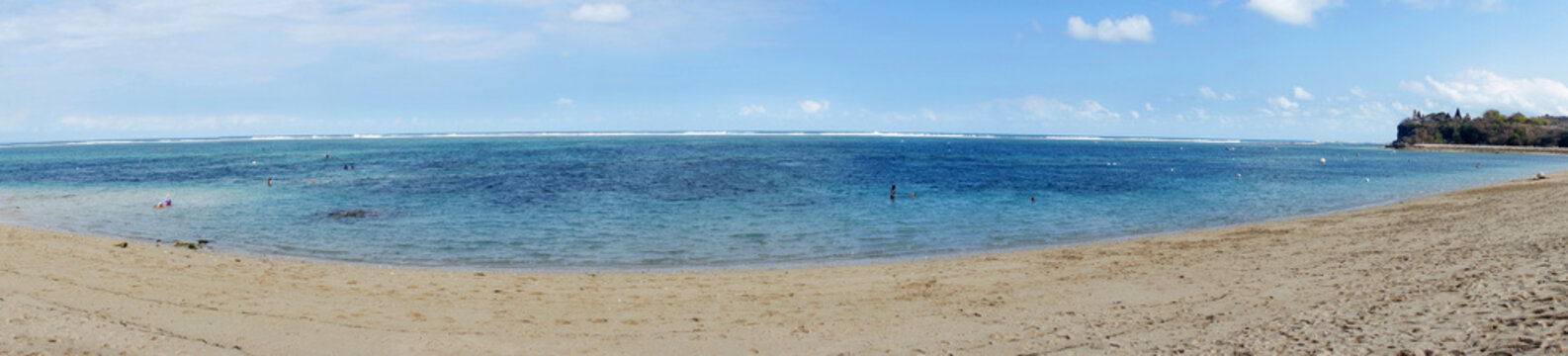 Panorama of Pura geger Beach. Bali, Indonesia