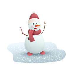 7344502 Christmas cheerful snowman. Isolated on white background. Vector illustration