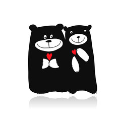 Funny bears family, sketch for your design