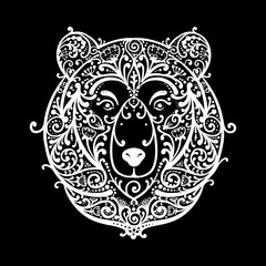 Ornate bear face, sketch for your design