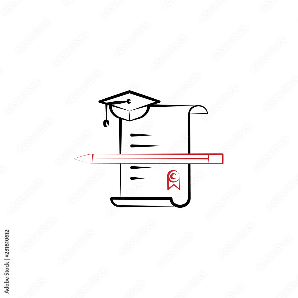 Poster certificate 2 colored line icon. simple colored element illustration. certificate outline symbol des