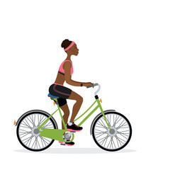 Fototapeta na wymiar African american female bicyclist