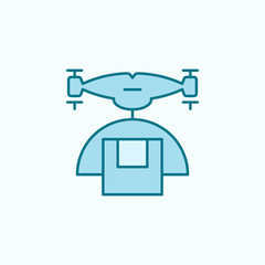 drone with parcel  field outline icon