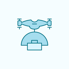 drone with parcel  field outline icon