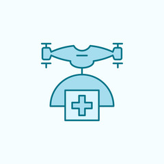 drone with medicines  field outline icon