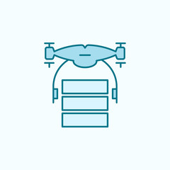 drone with parcel  field outline icon