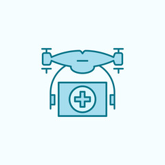 drone with medicines  field outline icon