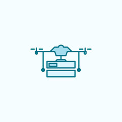 drone with parcel  field outline icon
