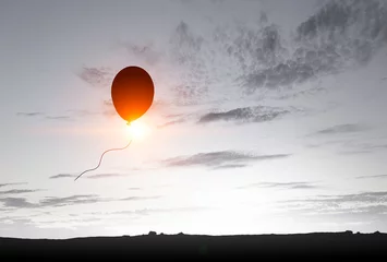 Abwaschbare Fototapete Red balloon in sky © Sergey Nivens