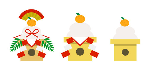 Fototapeta premium 鏡餅 イラスト素材セット