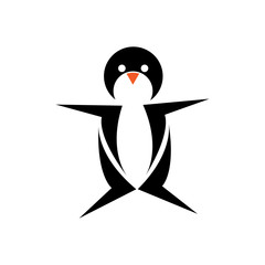 Penguin logo template, black penguin, flat design