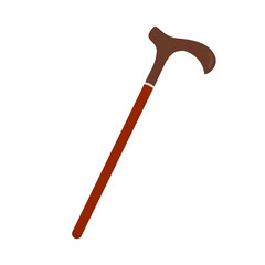walking stick icon in flat style isolated vector illustration on white transparent background