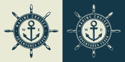 Fototapeta na wymiar Vintage monochrome nautical logo