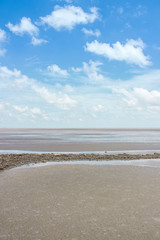 Fototapeta na wymiar seaside and blue sky background