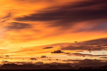 Fototapeta na wymiar Silhouettes of mountain on sunset