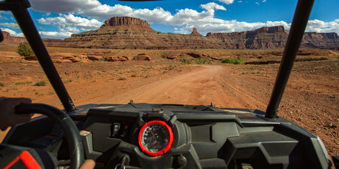 Moab off road trail with view of striking canyons