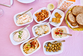 Christening and church candles. Church icons and crosses in candles light with blurred background. Inside the temple