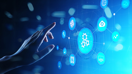 Automation of business and industrial manufacturing process. Technology innovation and software...