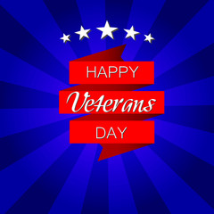Happy Veterans Day! vector illustration on blue background with stars