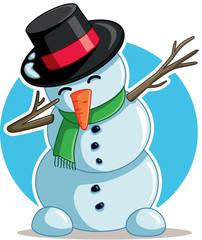 Cool Dabbing Snowman Vector Cartoon