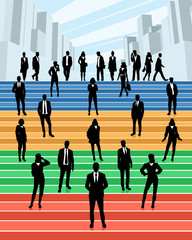 Business people on the stairs