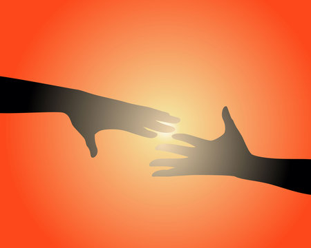 Silhouettes of two hands