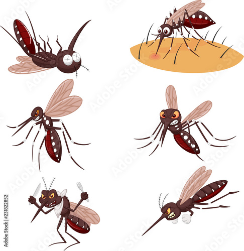 "Cartoon mosquito collection set" Stock image and royalty-free vector