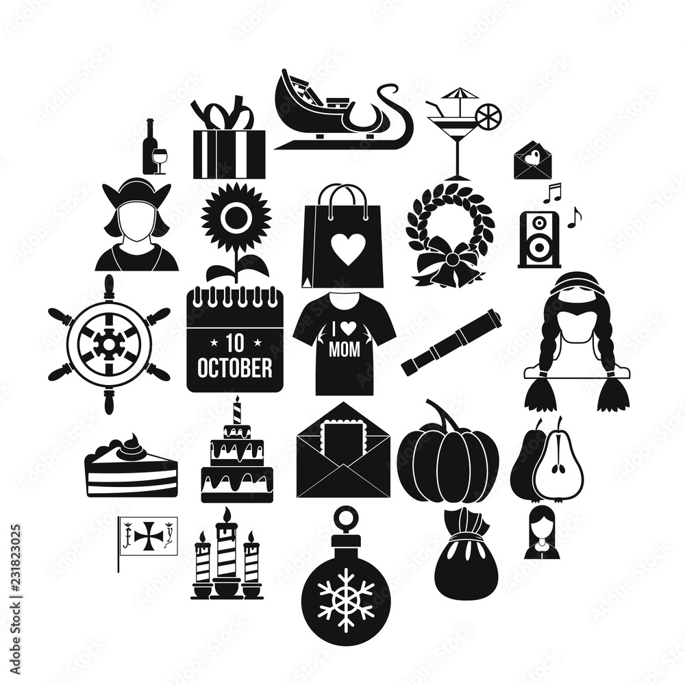 Poster dala day icons set. simple set of 25 gala day vector icons for web isolated on white background