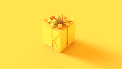 Yellow Wrapped Present Gift with a Bow 3d illustration 3d rendering