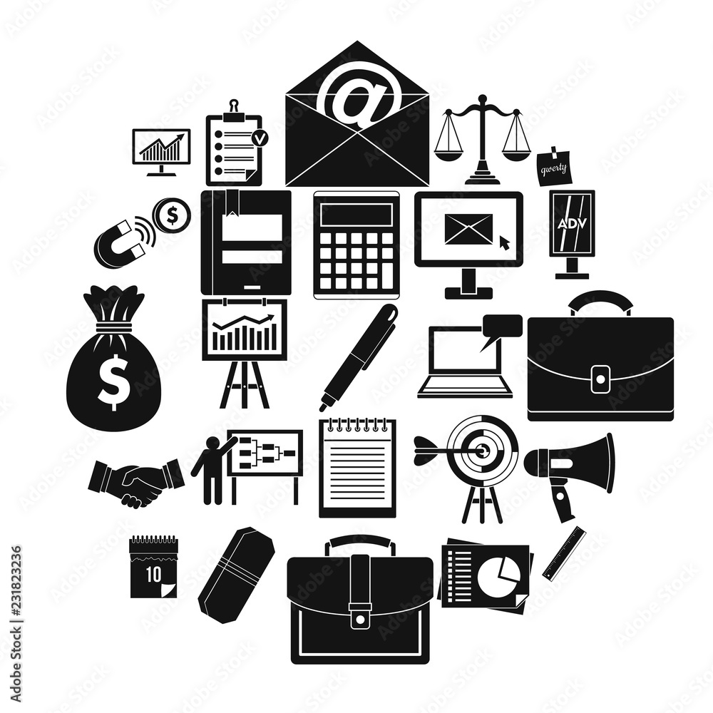 Poster gross product icons set. simple set of 25 gross product vector icons for web isolated on white backg