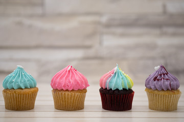 Tasty cupcakes Homemade  muffin  with cream buttercream for birthday, valentine, and christmas holliday