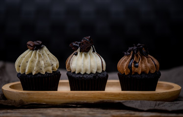 Tasty cupcakes Homemade  muffin  with cream buttercream for birthday, valentine, and christmas holliday