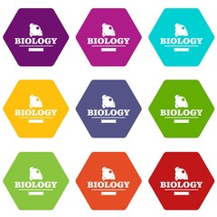 Element biology icons 9 set coloful isolated on white for web