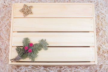 New Year's decor on a wooden background