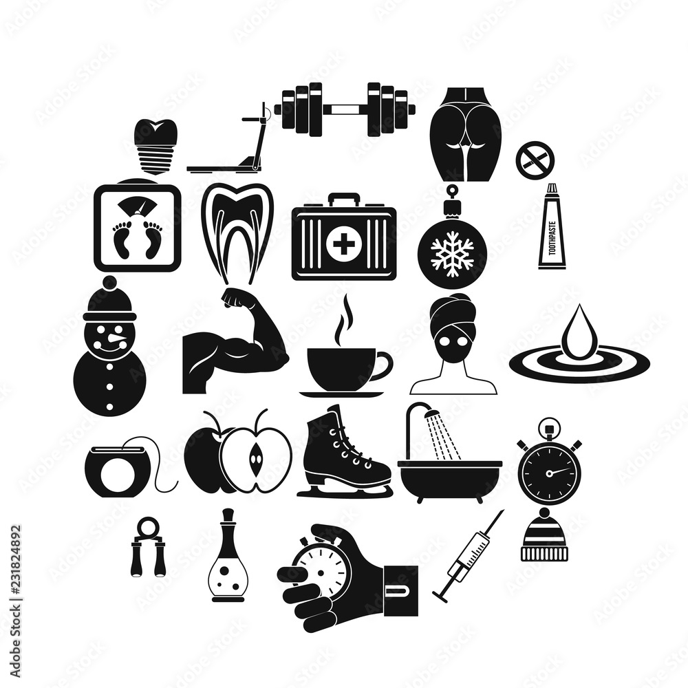 Poster running icons set. simple set of 25 running vector icons for web isolated on white background
