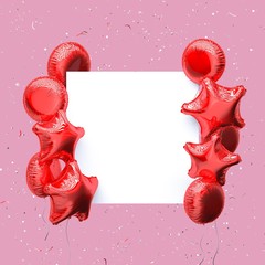 Party rendered frame with balloons
