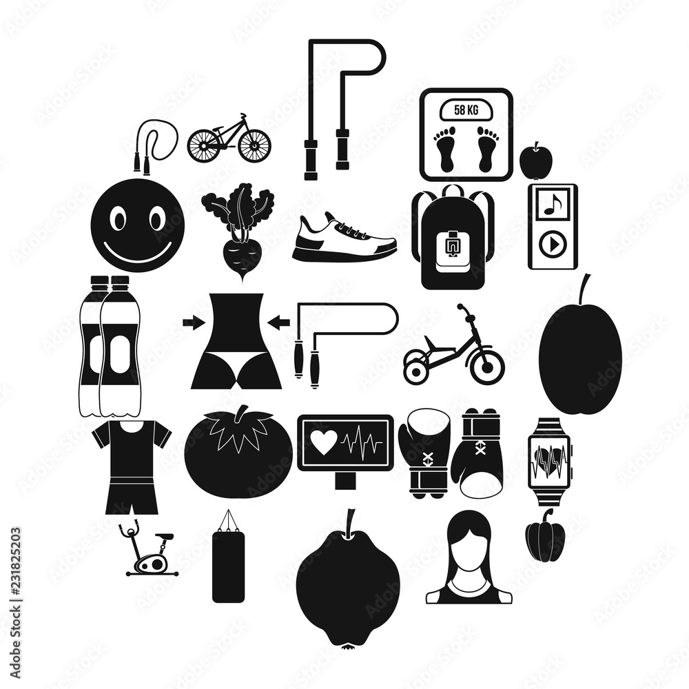 Poster slimming icons set. simple set of 25 slimming vector icons for web isolated on white background