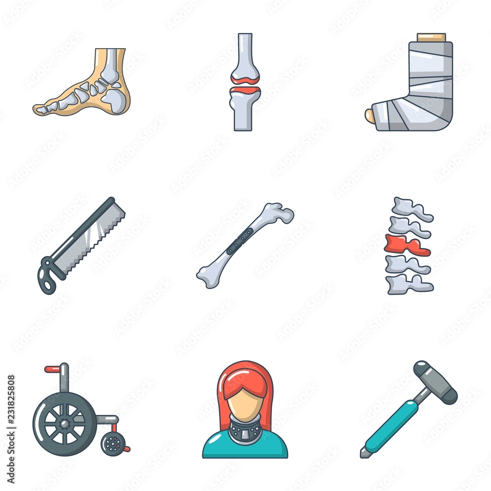 Poster handicapped icons set. cartoon set of 9 handicapped vector icons for web isolated on white backgroun