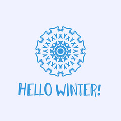 Winter greeting card with geometric ornament and text