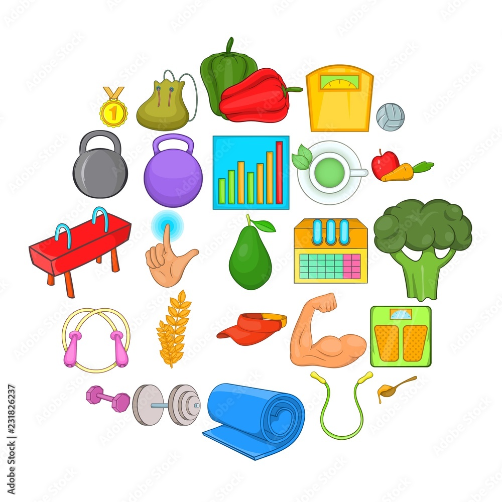 Poster availability icons set. cartoon set of 25 availability vector icons for web isolated on white backgr
