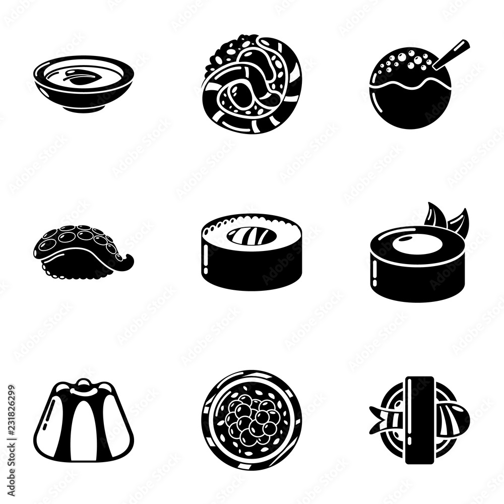 Poster whitefish icons set. simple set of 9 whitefish vector icons for web isolated on white background