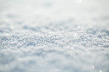 Snow texture. Snowflake crystals. Macro photo