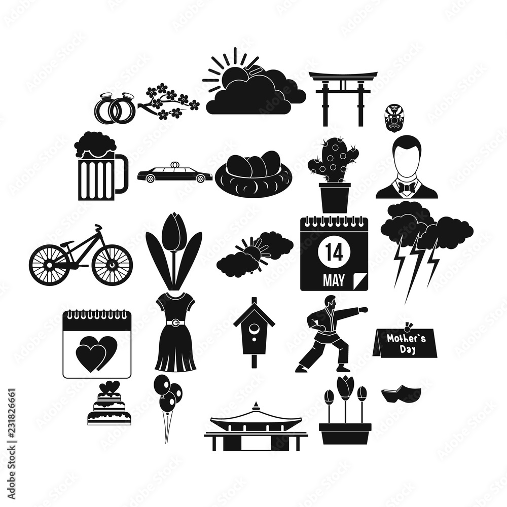 Poster floret icons set. simple set of 25 floret vector icons for web isolated on white background