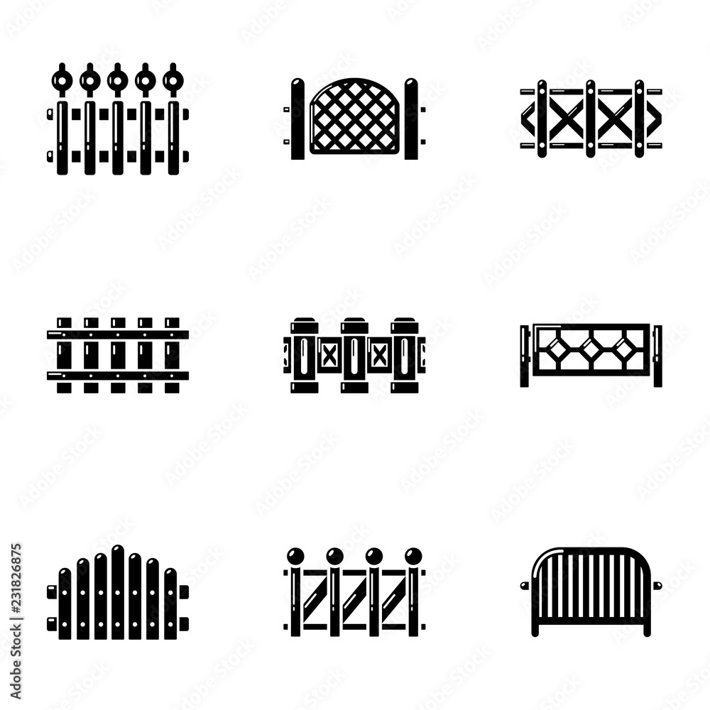 Poster protective palisade icons set. simple set of 9 protective palisade vector icons for web isolated on 