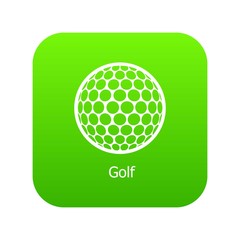 Golf ball icon green vector isolated on white background
