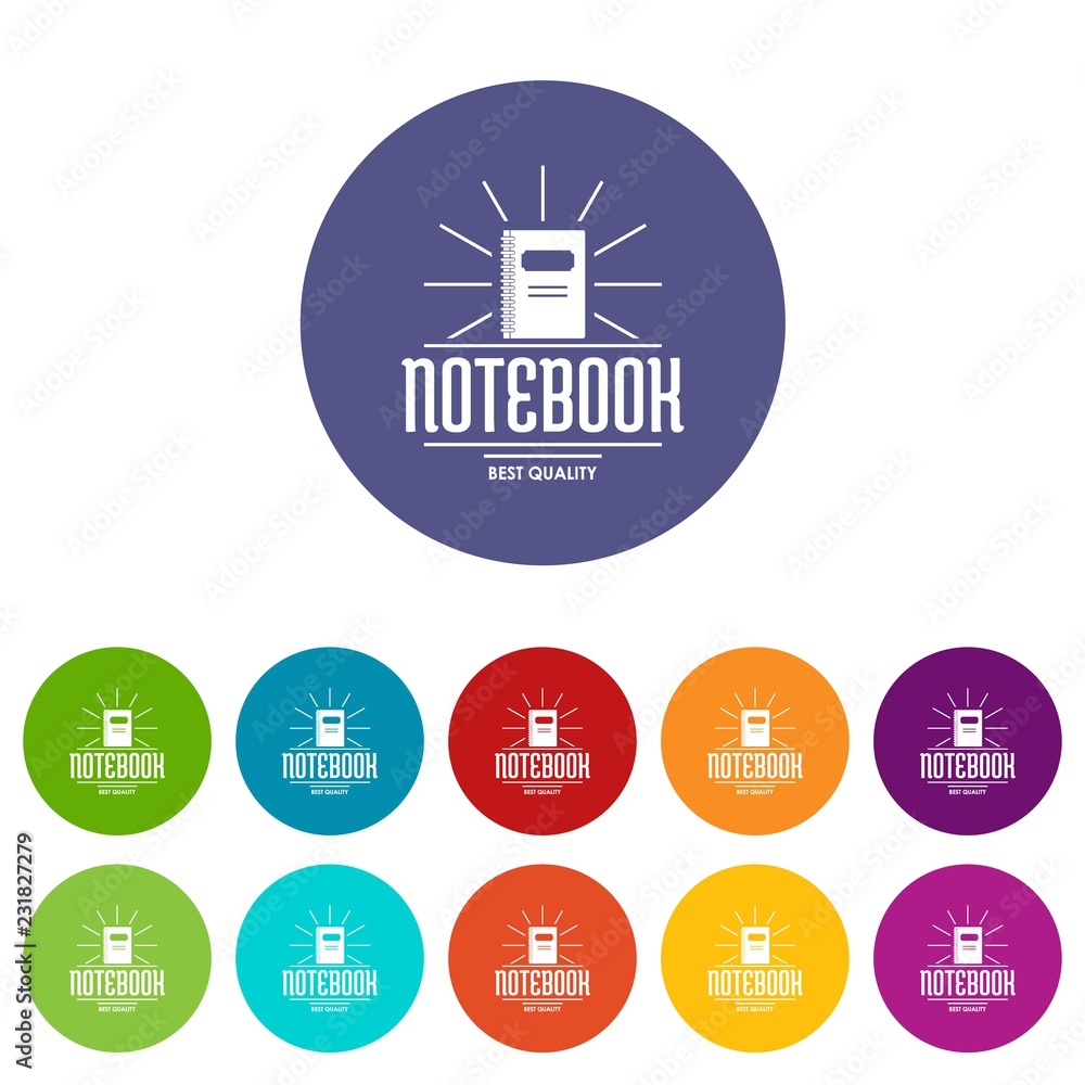 Poster notebook icons color set vector for any web design on white background