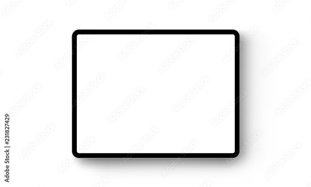 Poster black tablet computer horizontal mock up - front view. vector illustration