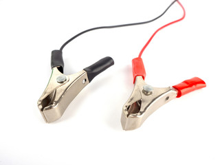 Jumper cable for charger battery car  isolated on white background.