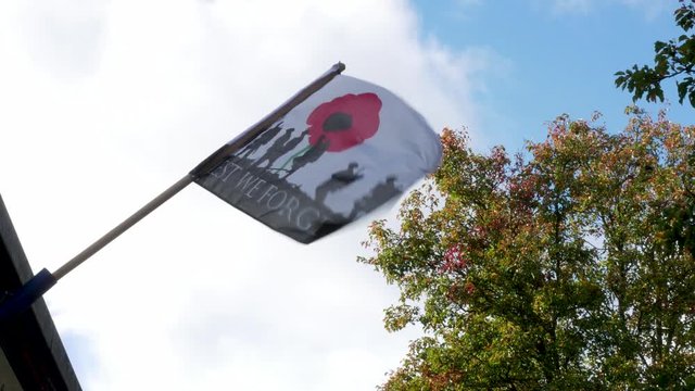 Remembrance Day Flag Fluttering in the Breeze.