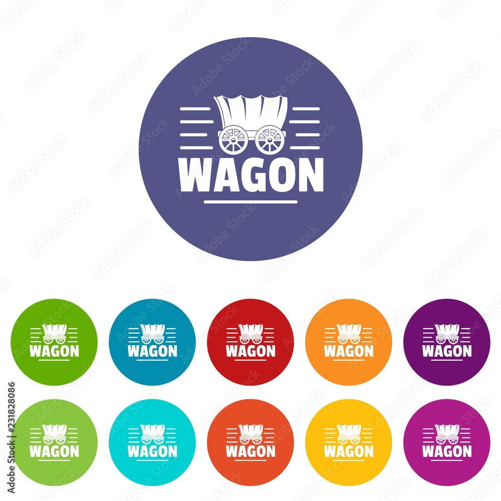 Poster wagon icons color set vector for any web design on white background